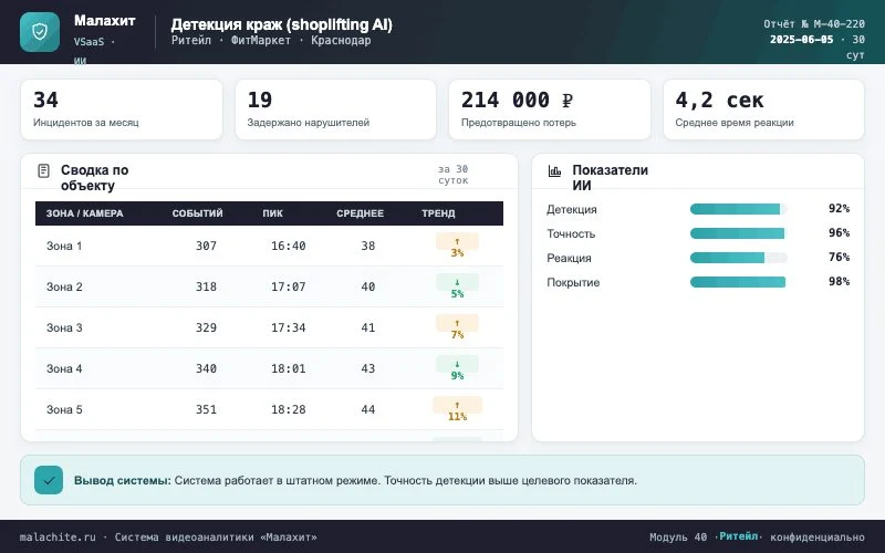 Отчёт за период — Система Малахит